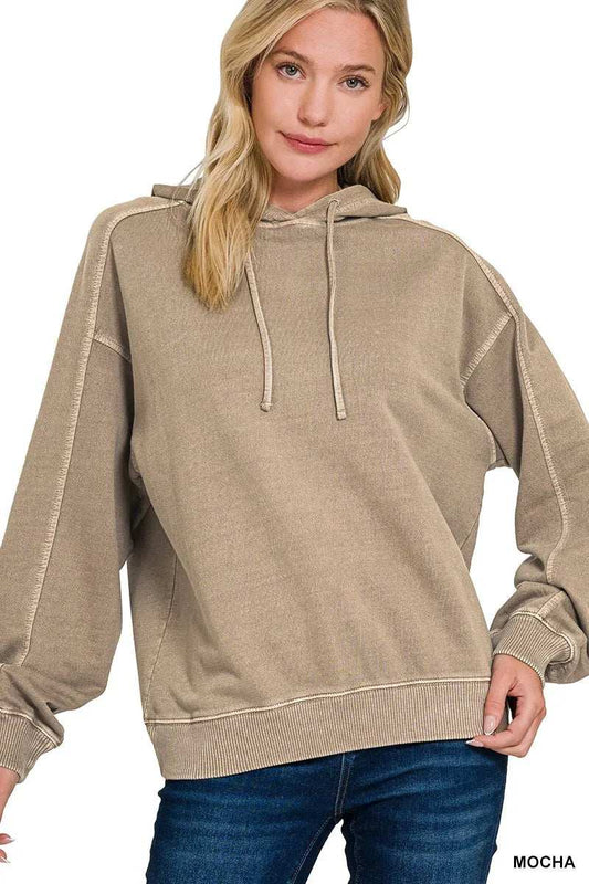 Zenana French Terry Pigment Dye & Enzyme Washing Hoodie - Trendsi - Flyclothing LLC