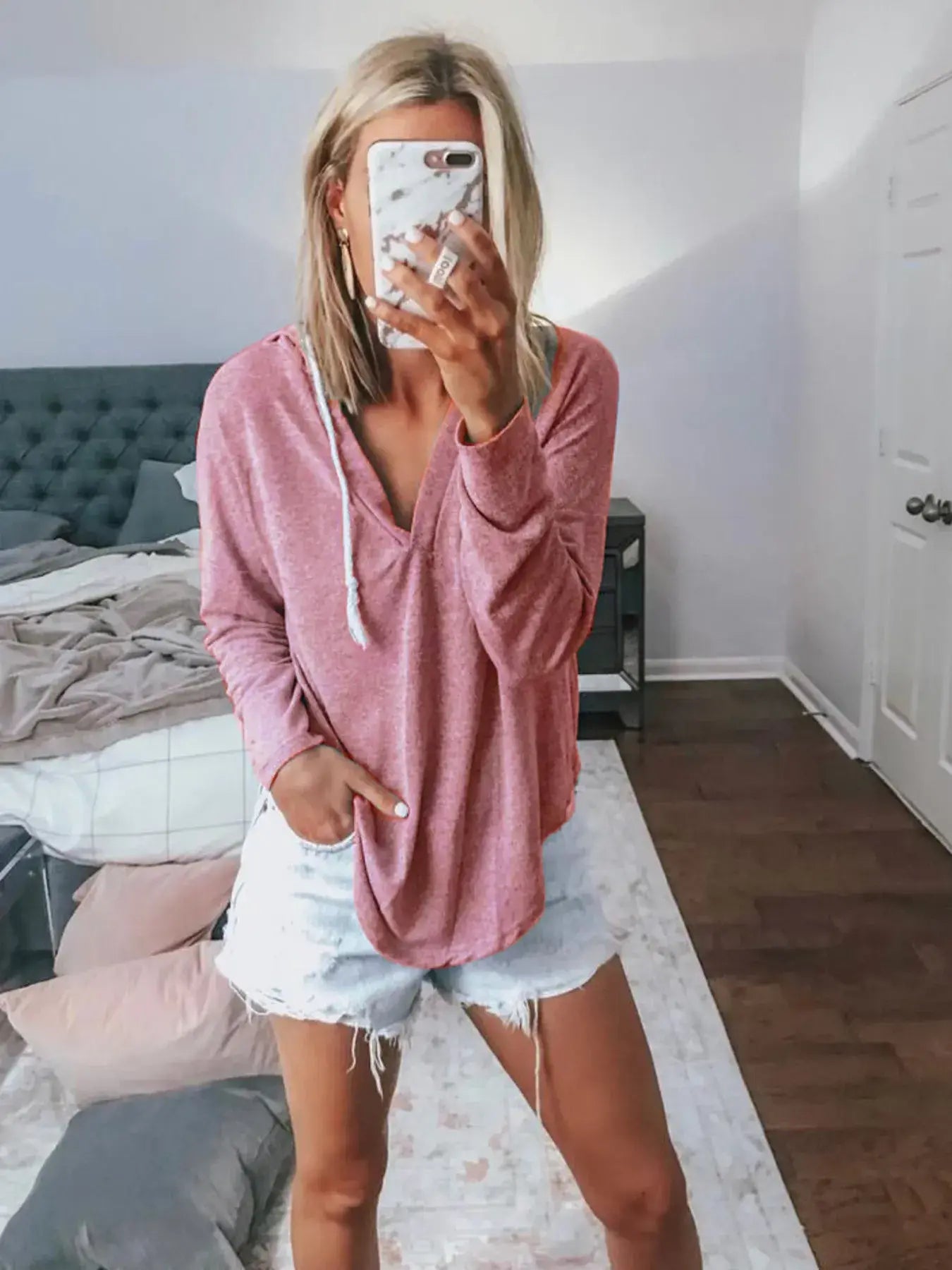Full Size Drawstring Long Sleeve Hoodie Plus Size - Trendsi - Flyclothing LLC