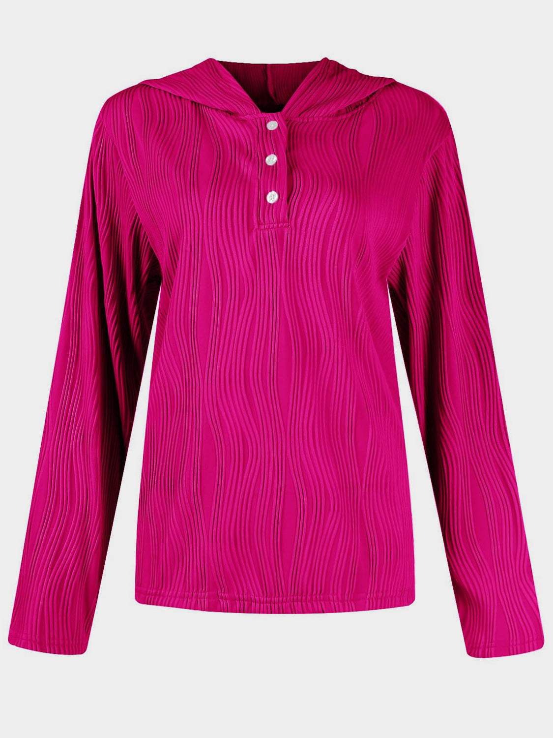 Textured Long Sleeve Hoodie - Trendsi - Flyclothing LLC