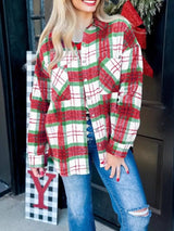 Plaid Button-Down Long Sleeve Shacket - Trendsi - Flyclothing LLC