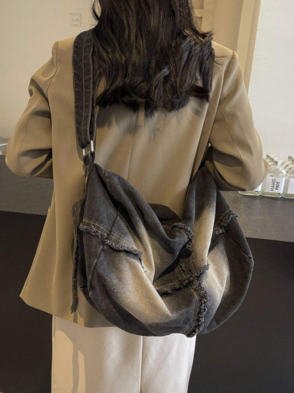 Raw Hem Gradient Crossbody Bag - Trendsi - Flyclothing LLC