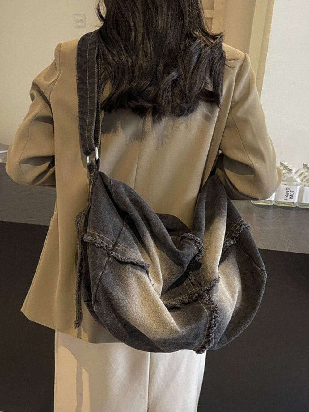 Raw Hem Gradient Crossbody Bag - Trendsi - Flyclothing LLC