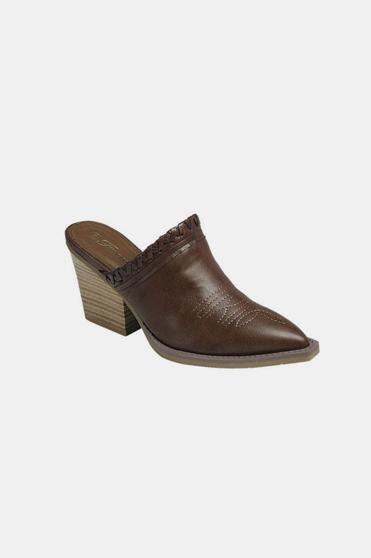 Forever Link Pointy Toe Slip On Chunky Mules - Trendsi