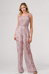 GeeGee Printed Tie Shoulder Wide Leg Jumpsuit - Trendsi - Flyclothing LLC