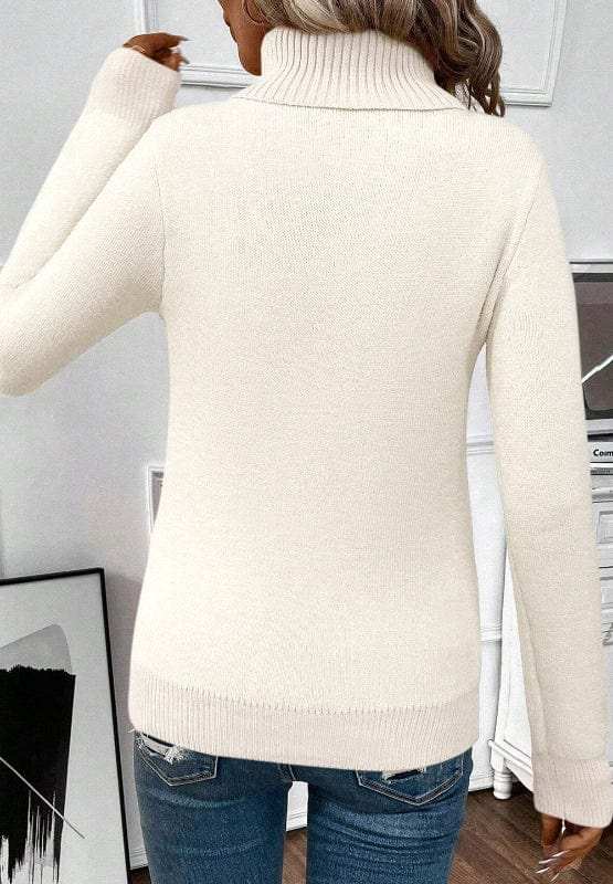 Turtleneck Long Sleeve Sweater - Trendsi - Flyclothing LLC