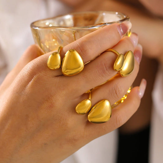 18K Gold-Plated Irregular Bypass Ring - Trendsi