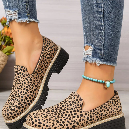 Leopard Print Chunky Loafers - Trendsi - Flyclothing LLC