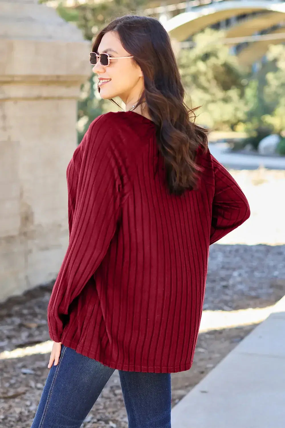 Basic Bae Full Size Ribbed Round Neck Long Sleeve Knit Top - ShopBasicbae - Flyclothing LLC