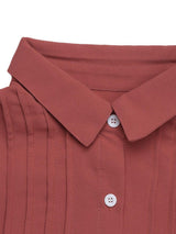 Perfee Ruched Collared Neck Long Sleeve Shirt - Trendsi - Flyclothing LLC