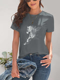 Horse Round Neck Short Sleeve T-Shirt - Trendsi - Flyclothing LLC