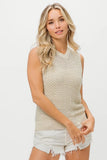 BiBi Knitted Beaded Pearl V Neck Sleveless Top - Trendsi - Flyclothing LLC