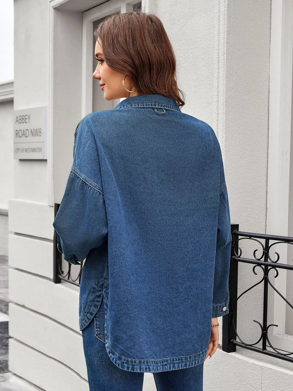 Vintage Wash Button-Down Denim Jacket - Trendsi - Flyclothing LLC