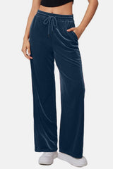 Drawstring Elastic Waist Straight Leg Pants - Trendsi - Flyclothing LLC