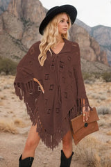 Tassel Hem Knit Cover Up - Trendsi - Flyclothing LLC