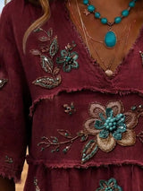 Full Size Floral Raw Hem V-Neck Blouse Plus Size - Trendsi - Flyclothing LLC