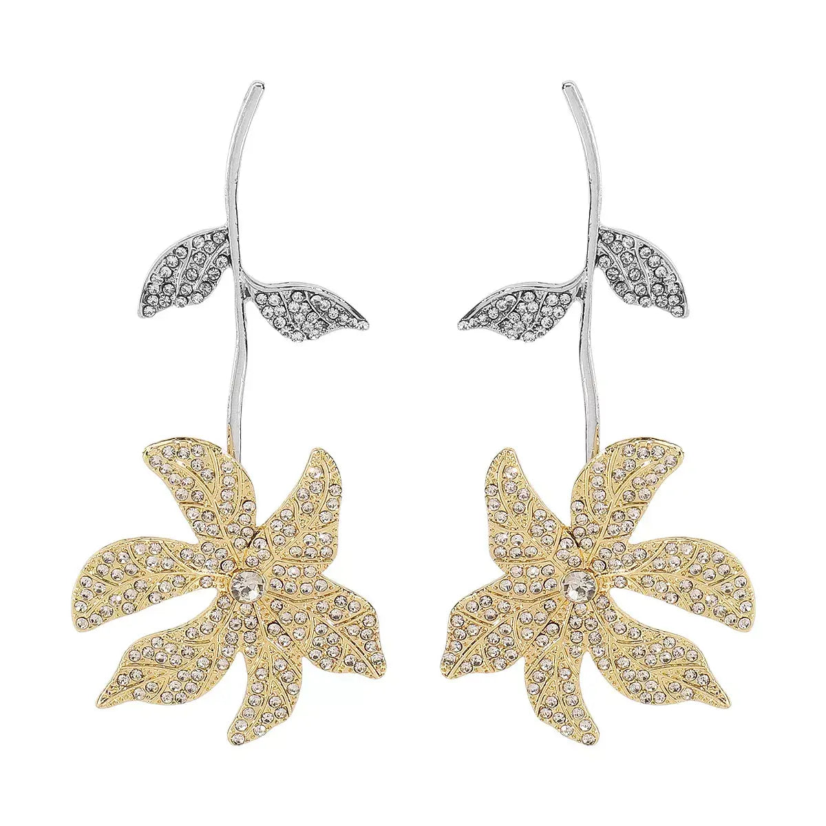 Rhinestone Flower Dangle Earrings - Trendsi - Flyclothing LLC