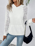 Waffle-Knit Long Sleeve Hoodie - Trendsi