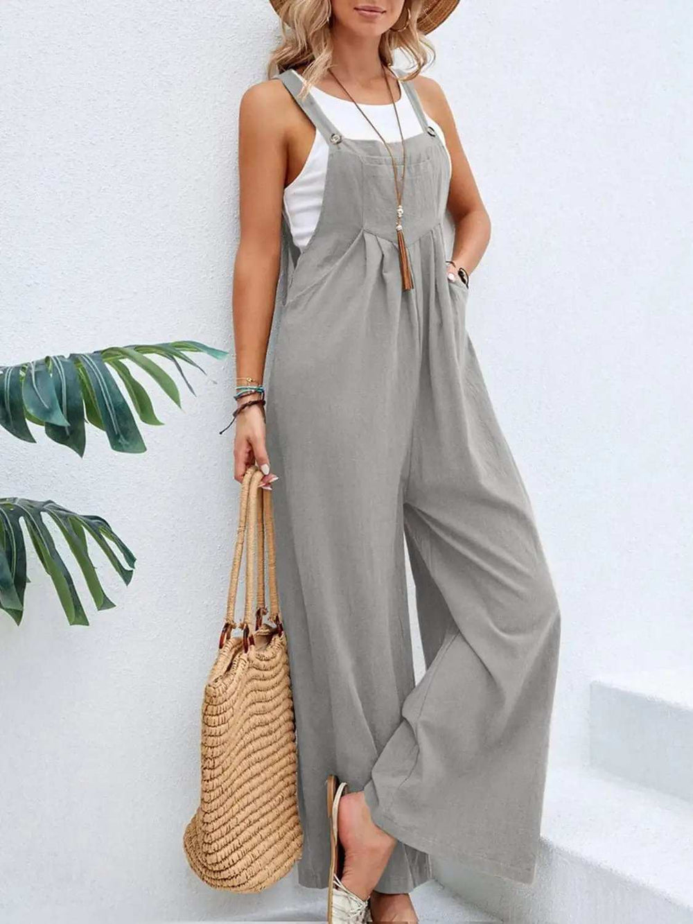 Full Size Square Neck Wide Strap Overalls - Trendsi - Flyclothing LLC