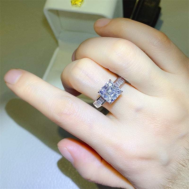 3 Carat Moissanite 925 Sterling Silver Square Shape Ring - Trendsi - Flyclothing LLC