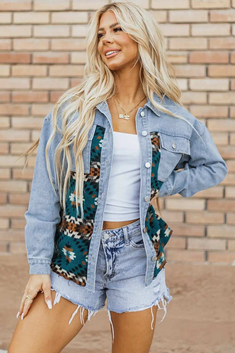 Pocketed Button Up Long Sleeve Denim Jacket - Trendsi - Flyclothing LLC