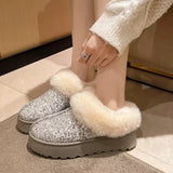 Sequin Round Toe Platform Boots - Trendsi - Flyclothing LLC