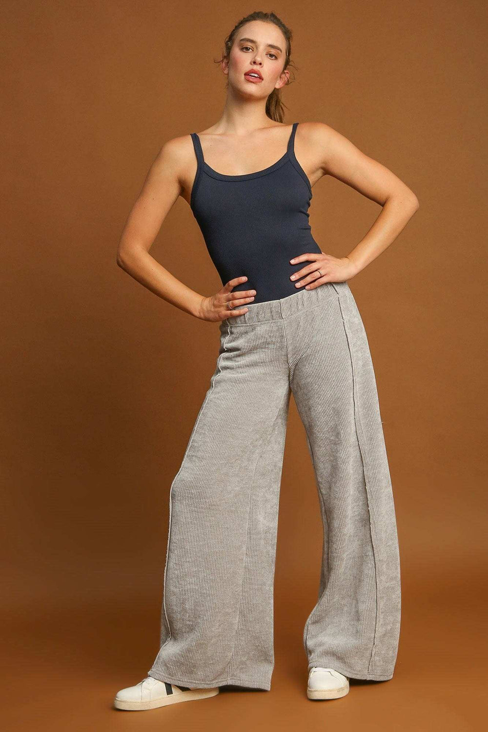 Umgee Elastic Waist Wide Leg Pants - Trendsi - Flyclothing LLC