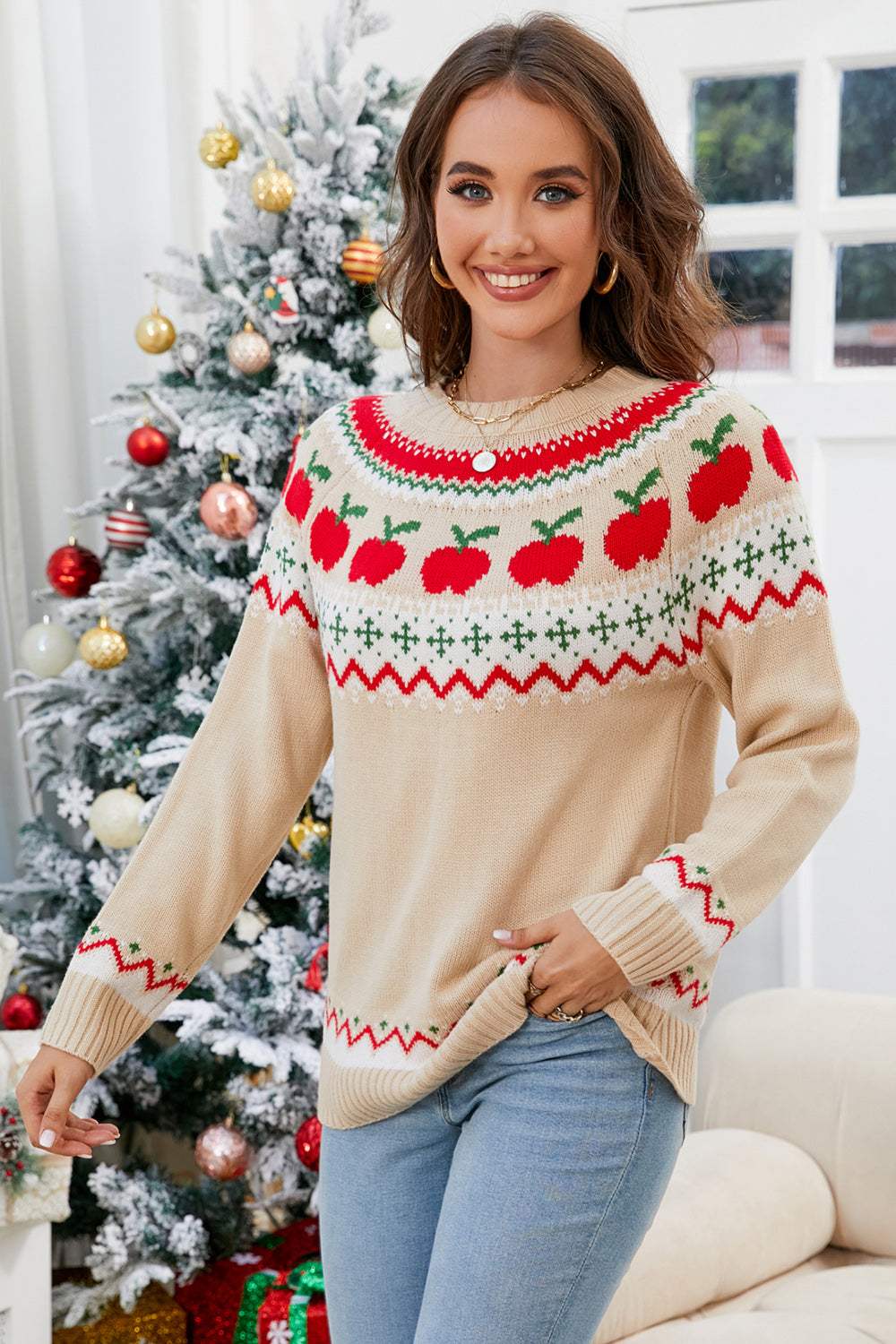 Angel Wings Graphic Round Neck Long Sleeve Sweater - Trendsi - Flyclothing LLC