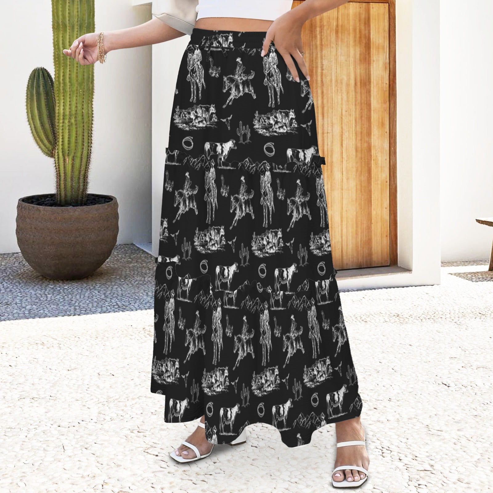 Baha Ranch Ranch Life Western Tiered Prairie Maxi Skirt - Baha Ranch Western Wear - Flyclothing LLC