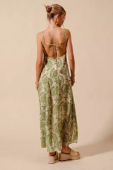 SO ME Damask Floral Summer Maxi Flowy Dress With Open Back - Trendsi - Flyclothing LLC
