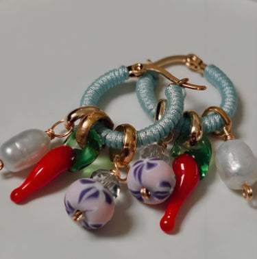 Stainless Steel Chili-shaped Pearl Multi-drop Pendant Earrings - My Store - Flyclothing LLC