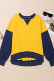 Color Block Round Neck Long Sleeve Sweatshirt - Trendsi - Flyclothing LLC
