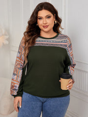 Plus Size Printed Long Sleeve Sweatshirt - Trendsi