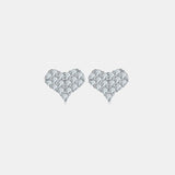 Moissanite 925 Sterling Silver Heart Stud Earrings - Trendsi