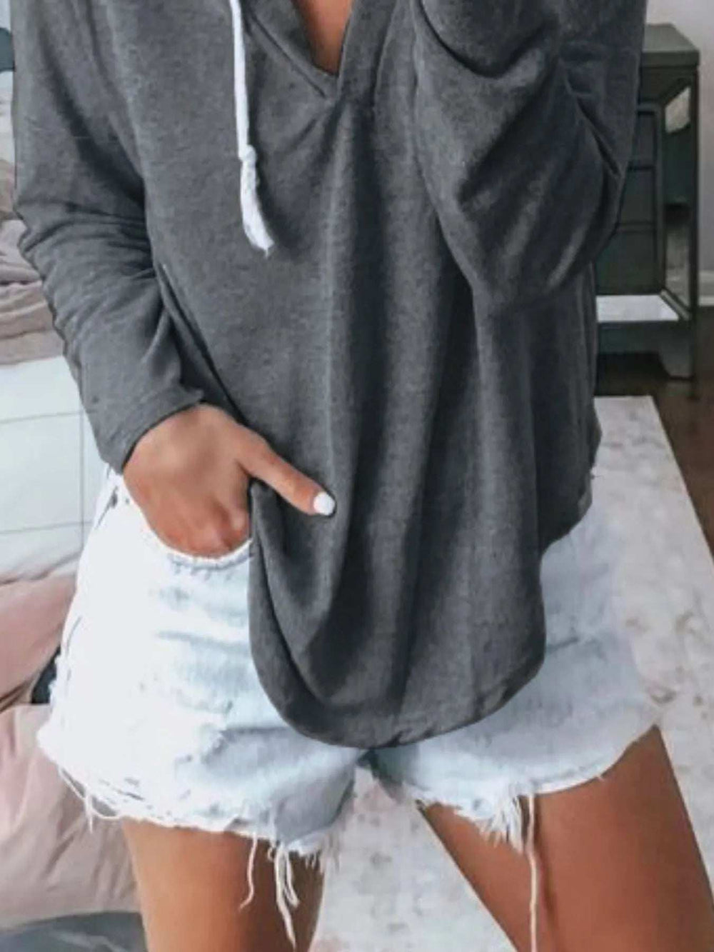 Full Size Drawstring Long Sleeve Hoodie Plus Size - Trendsi - Flyclothing LLC