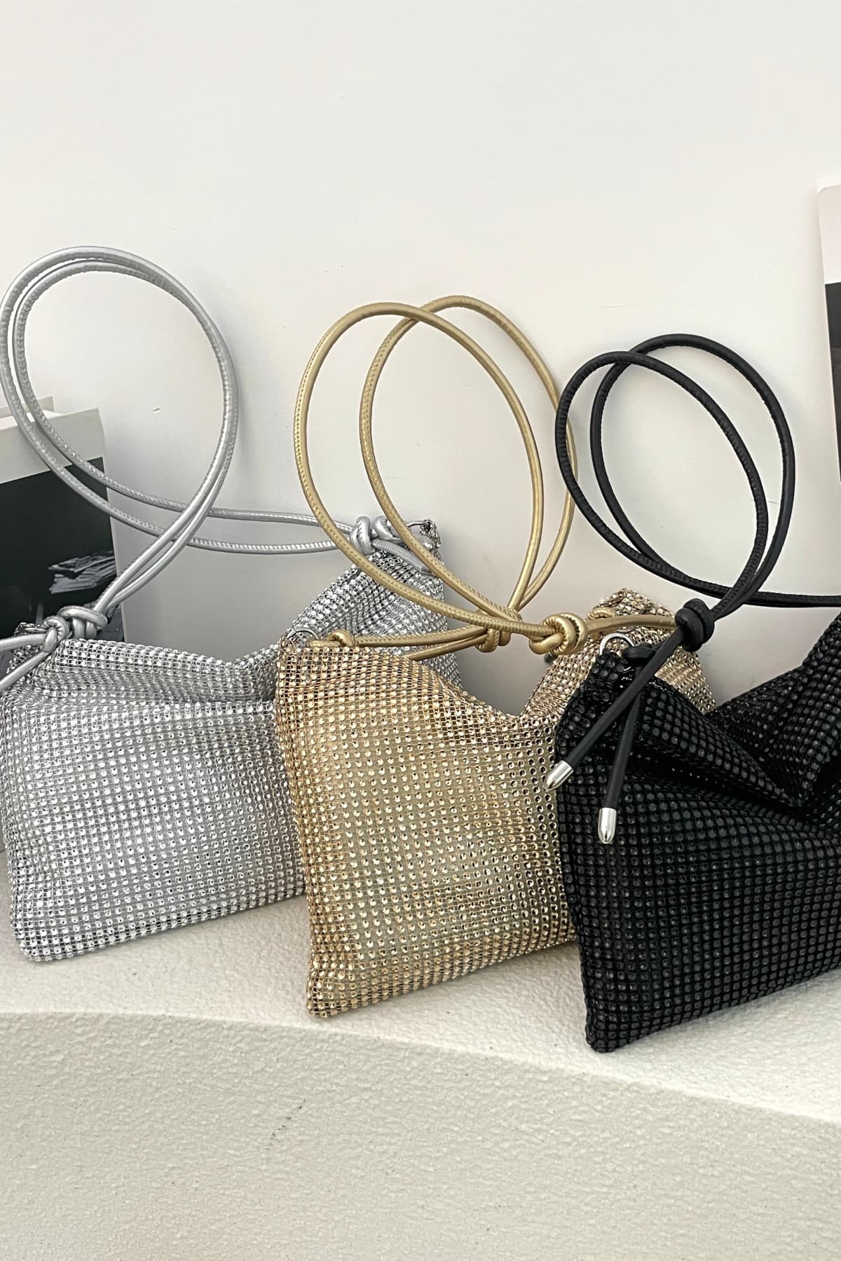 Rhinestone Knotted Strap Crossbody Bag - Trendsi