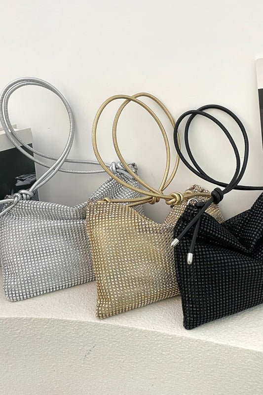 Rhinestone Knotted Strap Crossbody Bag - Trendsi