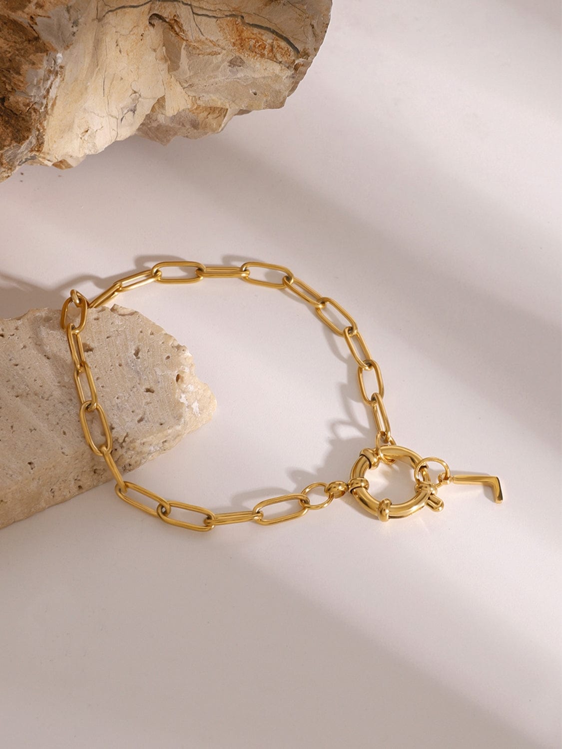 18K Gold-Plated Stainless Steel Letter L Bracelet - Trendsi