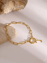 18K Gold-Plated Stainless Steel Letter L Bracelet - Trendsi - Flyclothing LLC