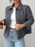 Casual Zip-Up Long Sleeve Jacket - Trendsi - Flyclothing LLC