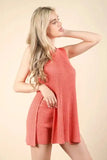 VERY J Slit Round Neck Top and Shorts Sweater Set - Trendsi