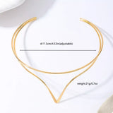 Double Layer V-Shaped Choker Necklace - Trendsi - Flyclothing LLC