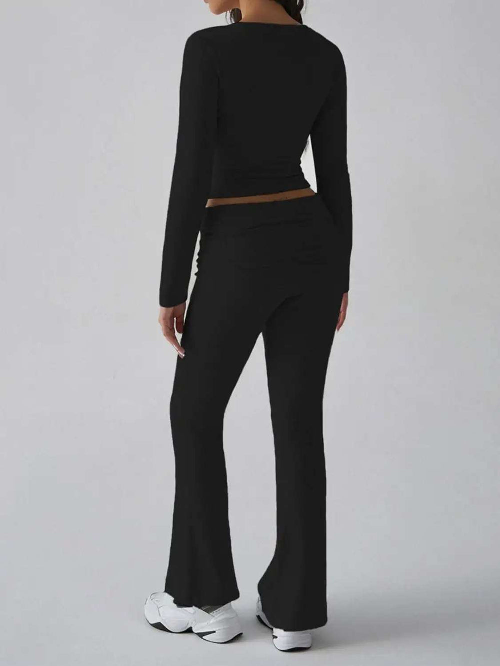 Devine Square Neck Long Sleeve Top and Pants Set - Trendsi - Flyclothing LLC