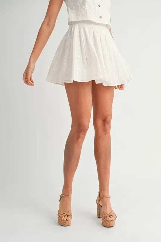 MABLE Eyelet Lace Top and Mini Skirt Set - Trendsi - Flyclothing LLC