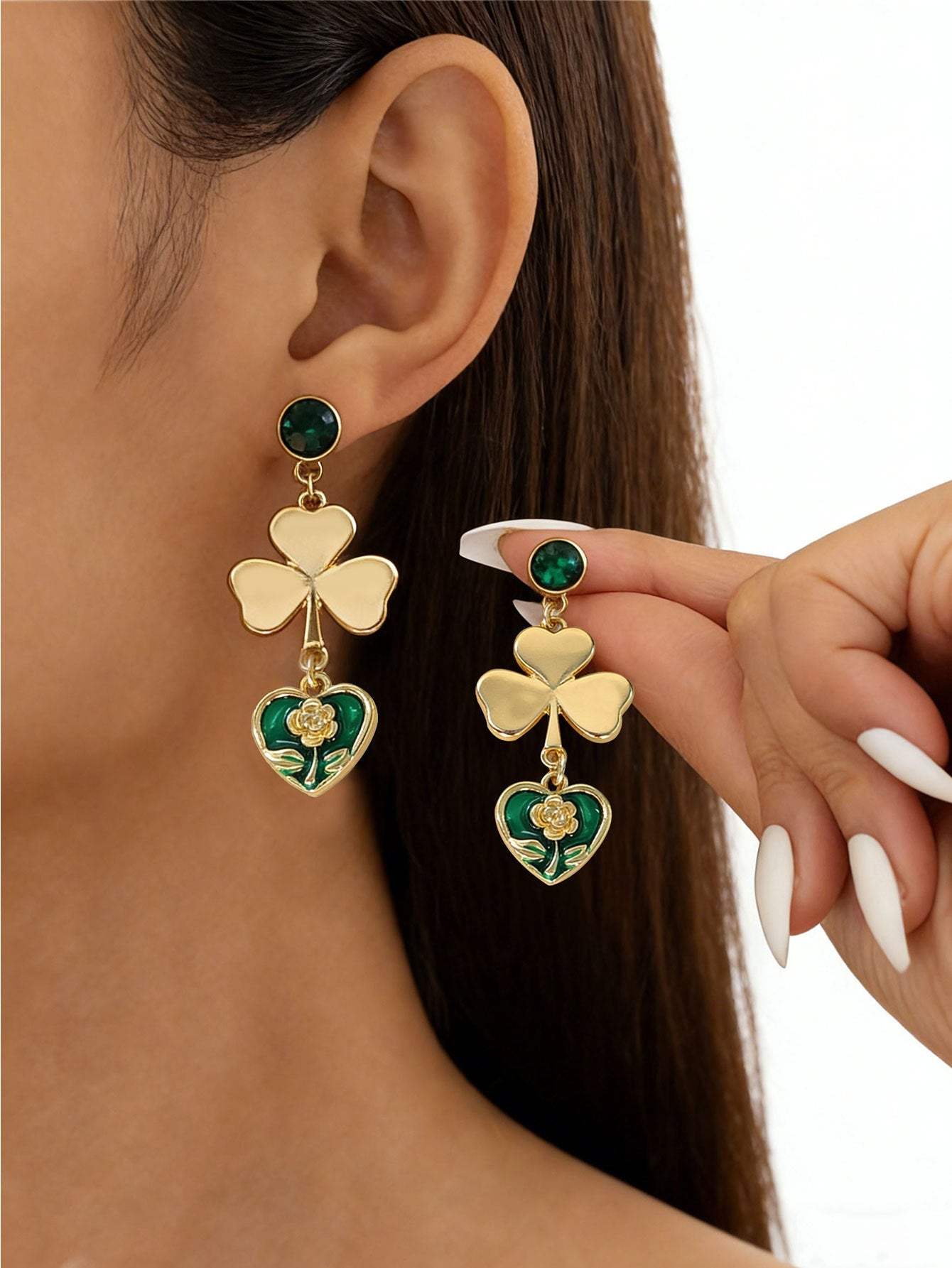 Women New Niche Floral Heart Drop Earrings, Wholesale High-End Light Luxury Ladies Ear Ornaments - My Store - Flyclothing LLC