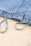 Drawstring Snap Down Denim Jacket with Chest Pockets - Trendsi - Flyclothing LLC