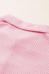 Waffle-Knit Collared Neck Long Sleeve Shirt - Trendsi - Flyclothing LLC