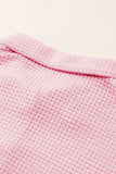 Waffle-Knit Collared Neck Long Sleeve Shirt - Trendsi - Flyclothing LLC