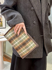 Contrast Plaid Clutch with Zipper - Trendsi