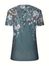 Full Size Printed Notched Short Sleeve Blouse - Trendsi - Flyclothing LLC