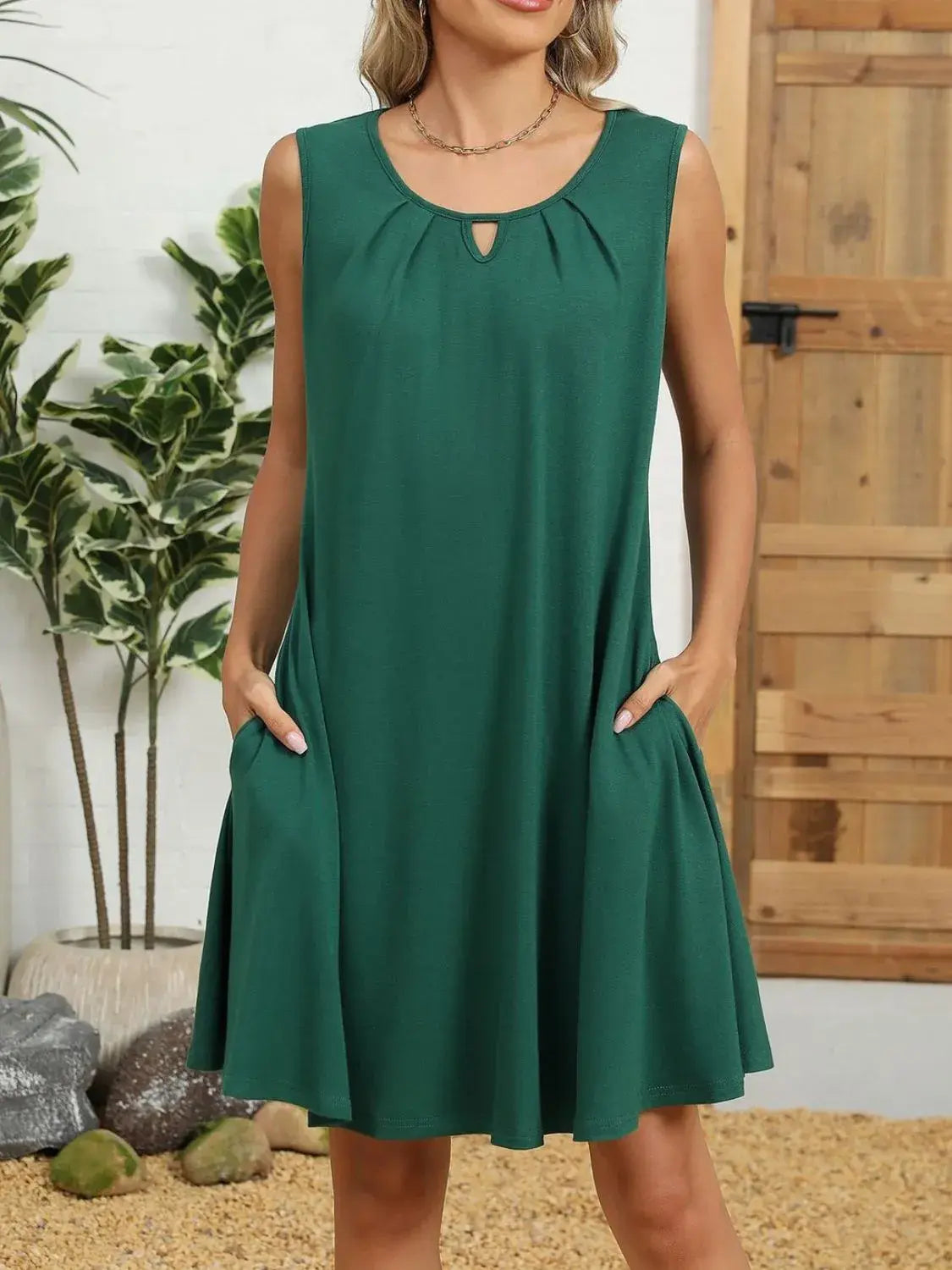 Round Neck Sleeveless Dress - Trendsi - Flyclothing LLC
